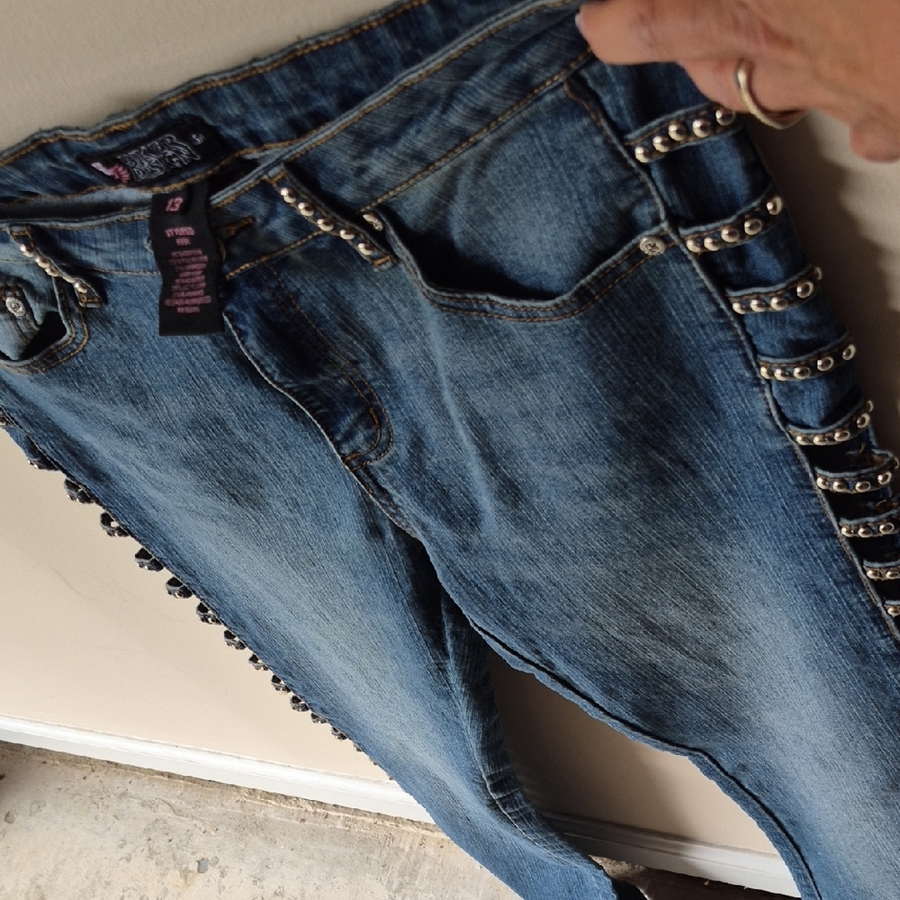 Embellished Blue Flare Jeans